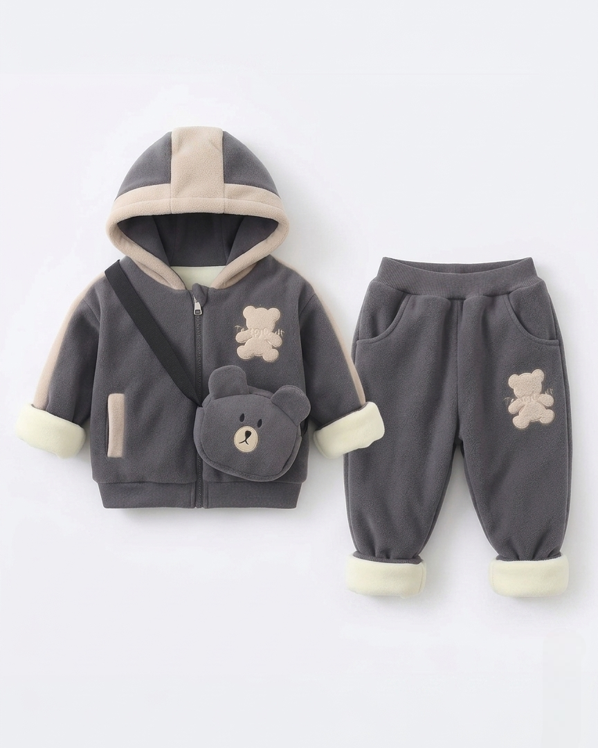 Conjunto bebé niño invierno 3 piezas: chaqueta, pantalón y bolso de oso , perfecto para los niños en España