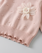 Conjunto niña invierno 2 piezas ropa niña: blusa tejida con flores y pantalón tejido acanalado en España