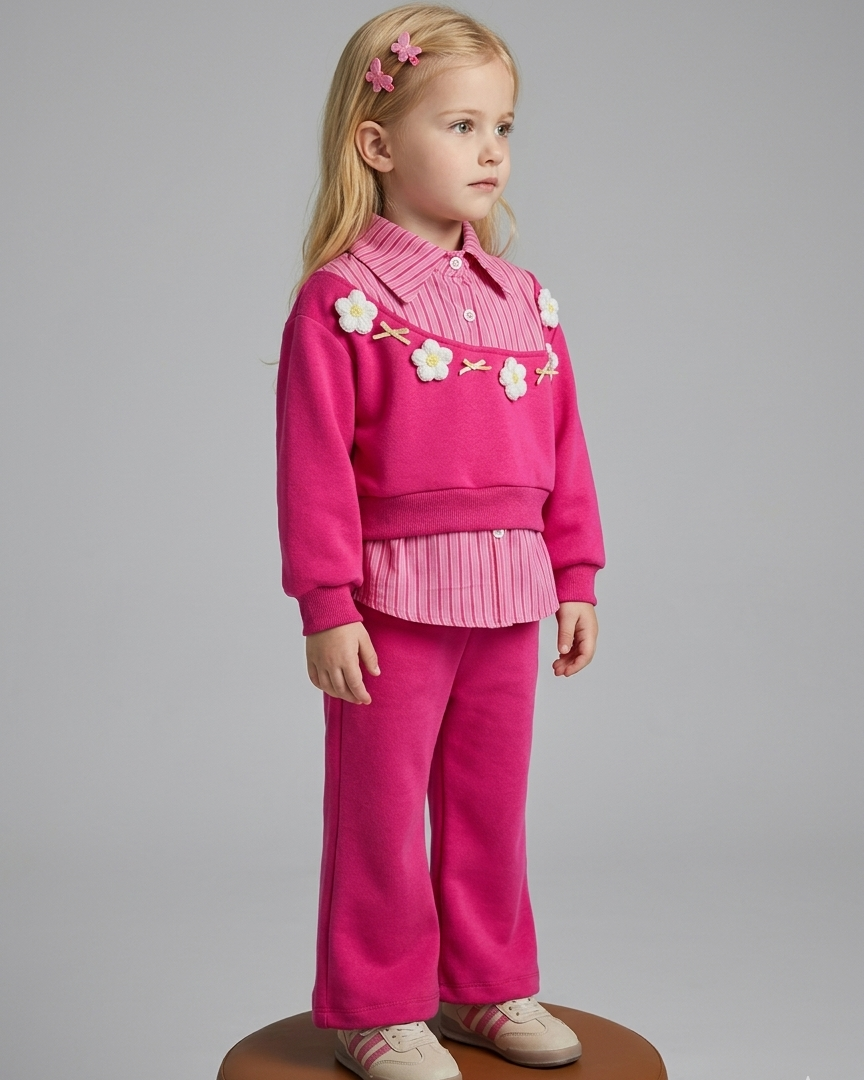 Conjunto niña 2 piezas rosa elegante con bordado floral ropa infantil , en España