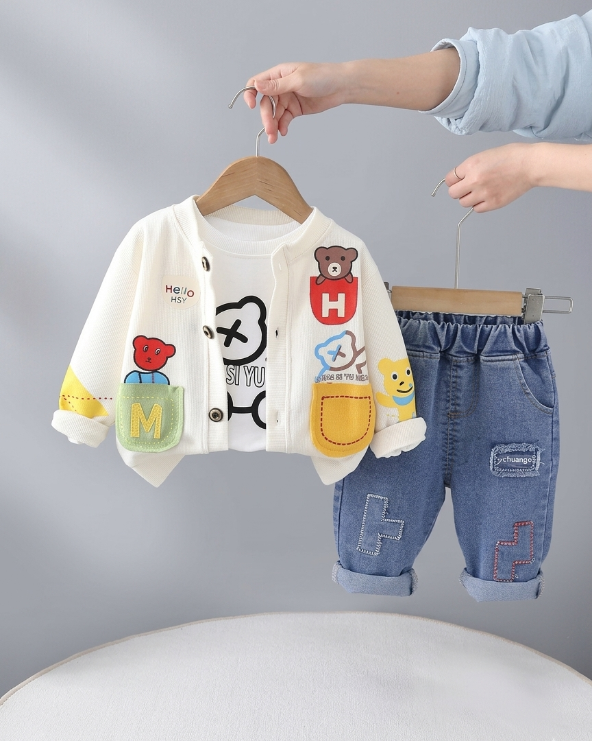 Conjunto bebé niño 3 piezas casual chaqueta camiseta y pantalón en España