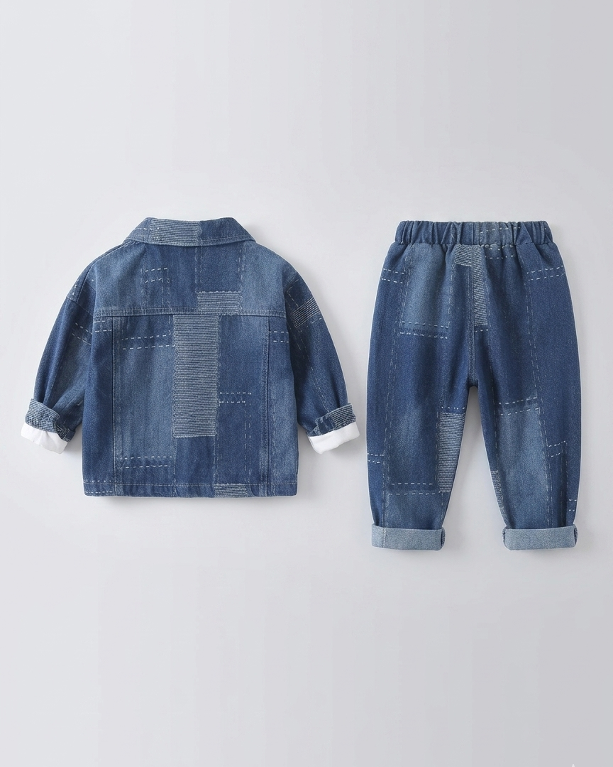 Conjunto vaquero bebé y niño de 3 piezas: chaqueta, camiseta y pantalón  ropa infantil , Ideal para primavera y para clima otoñal ,perfecto para los niños en España