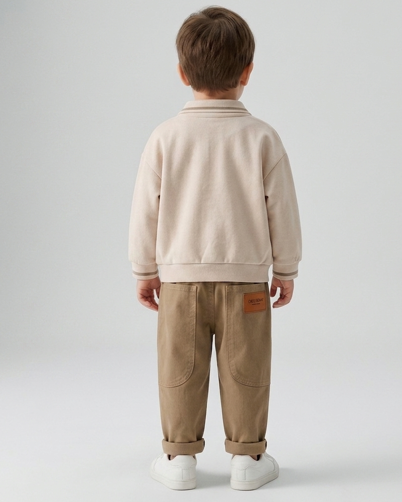 Conjunto niño otoño polo con pantalón y estampado de oso,Ideal para primavera  en España