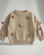 Conjunto niña invierno suéter de lana y jeans con estampado popcorn ,destacada para looks elegantes y sencillos  en España