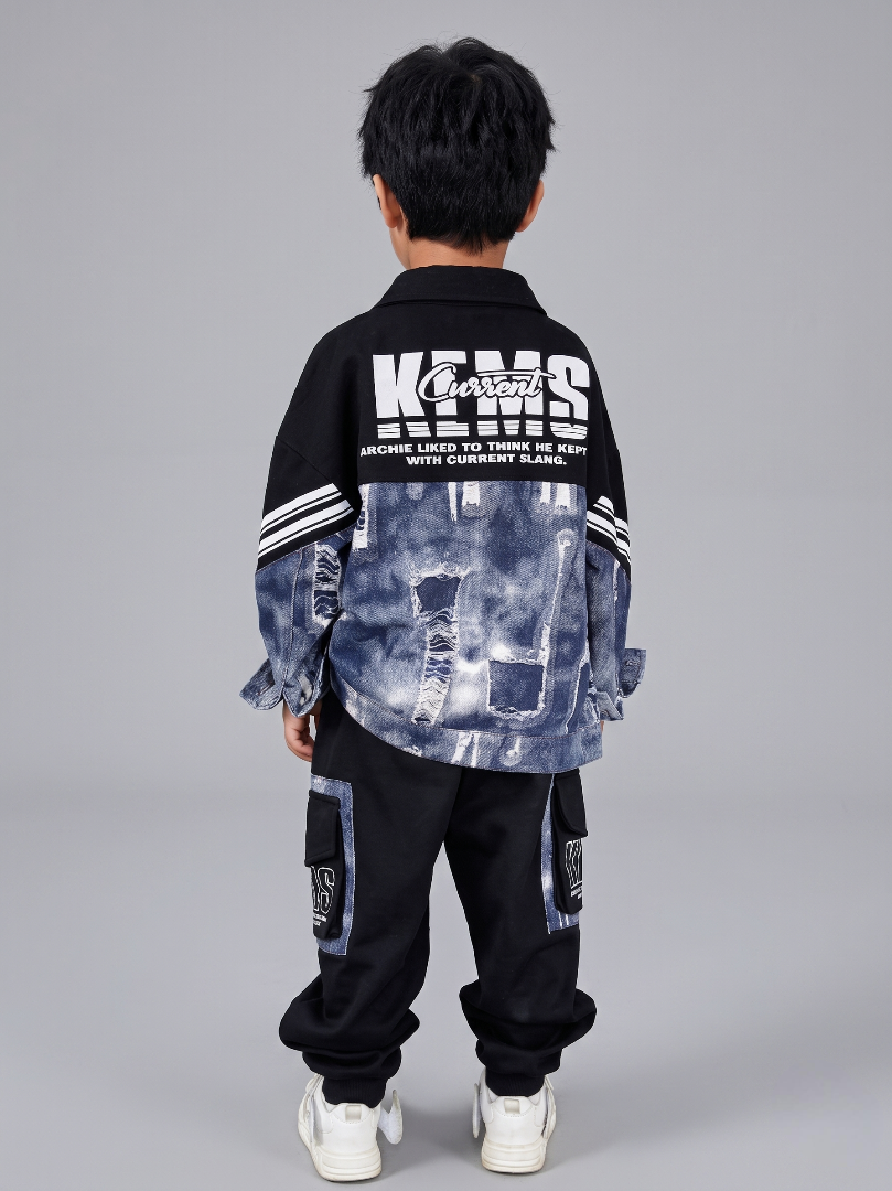 Conjunto niño 2 piezas denim casual: chaqueta y pantalón estilo deportivo en España
