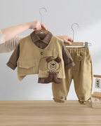 Conjunto bebé 3 piezas algodón con chaleco y osito desmontable, Ideal para primavera en España