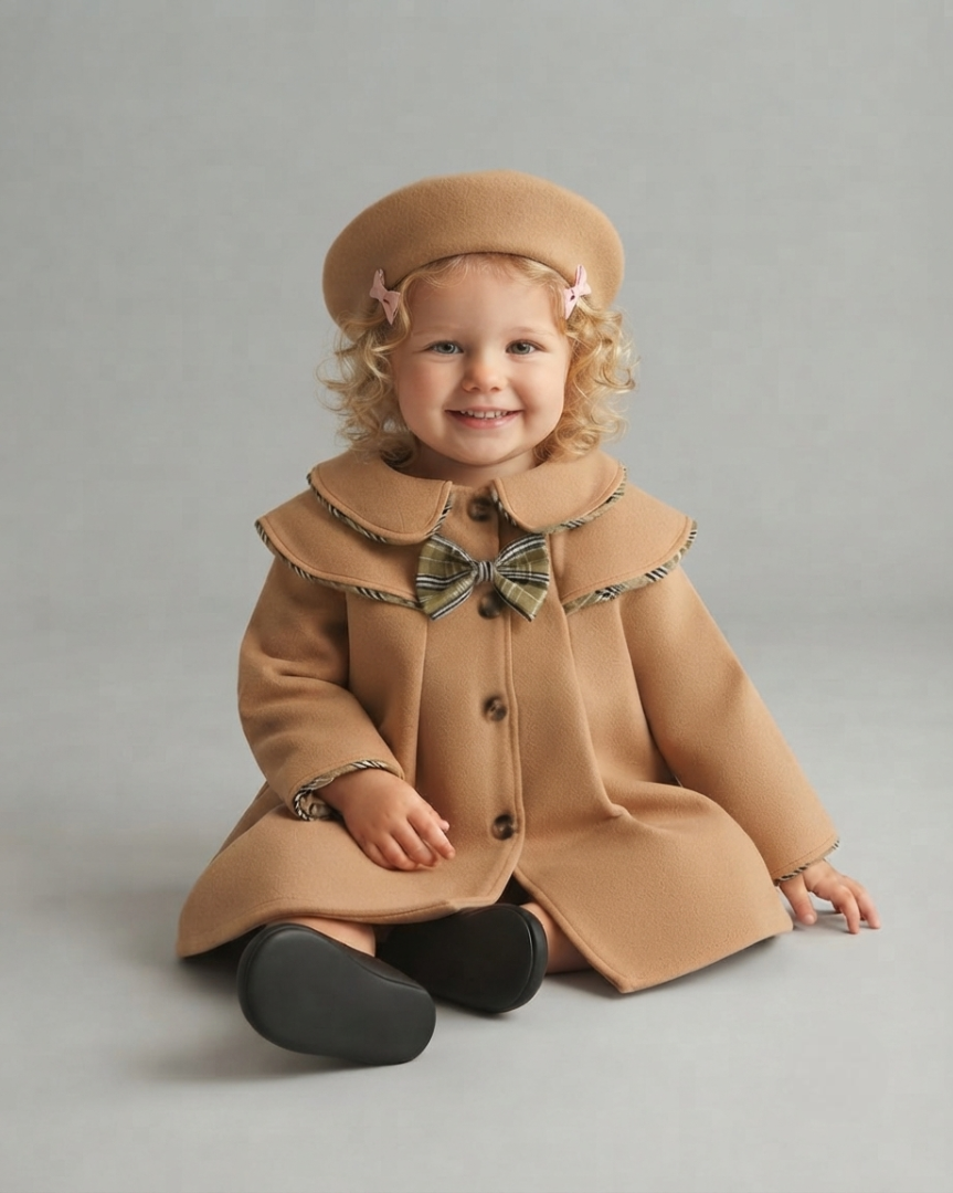 Abrigo Elegante para Niña con Boina a JuegoEstilo Clásico