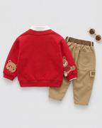Conjunto bebé 3 piezas otoño niño con estampado de oso y pajarita ropa bebé otoño y principios de invierno en España