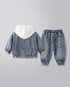 Conjunto bebé 3 piezas vaquero: chaqueta denim, camiseta de algodón y pantalón elástico para niño y  en España