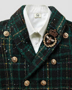 Conjunto Elegante de Tweed Verde para Niñas