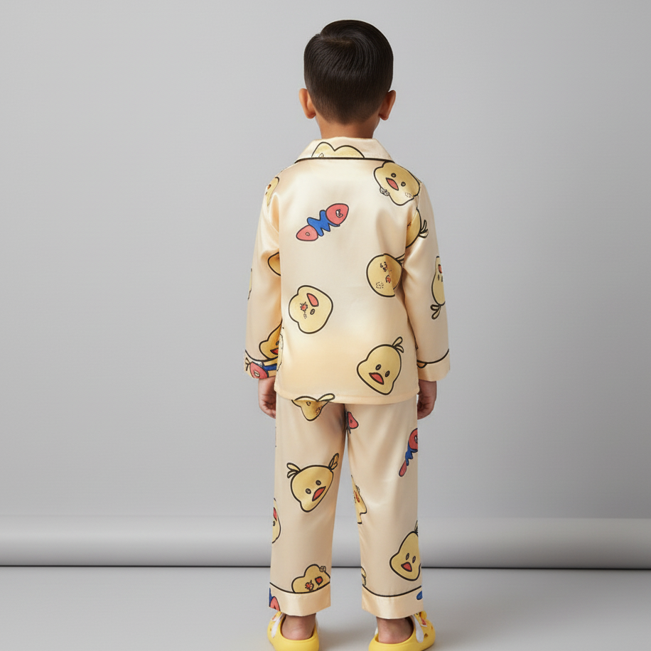 Pijamas infantiles con estampado de pato y sandalias ligeras de diseño elástico