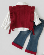 Conjunto niña invierno 3 piezas ropa infantil con chaqueta de felpa y cuello ancho en España