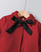 Conjunto niña 3 piezas ropa niña elegante vestido chaqueta y gorro rojo burdeos,Ideal para primavera  en España