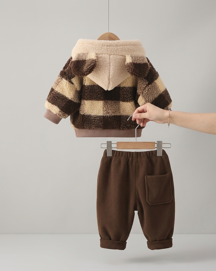 Conjunto ropa bebé invierno 2 piezas: chaqueta acolchada con capucha y pantalón elástico infantil con bolsillos panda en España