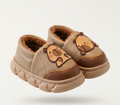 Pantuflas de invierno cálidas con diseño de oso en 3D y suave piel vista completa