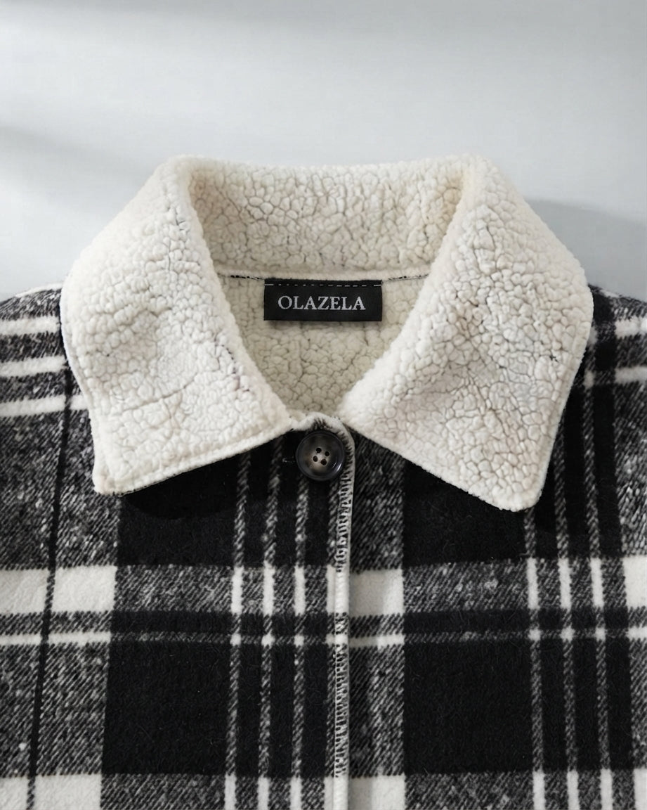 Chaqueta Infantil de Cuadros con Cuello de Borreguito Estilo Cozy & Chic