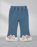 Conjunto niña invierno 2 piezas ropa niña felpa y vaquero con diseño de gatito,looks diarios adorables. o Ideal para primavera y para clima otoñal en España