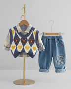 Conjunto niño otoño 3 piezas ropa infantil con chaleco oso y vaqueros en España