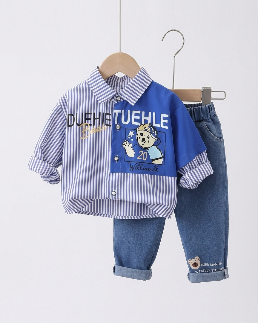 Conjunto niño verano camisa manga corta y pantalón vaquero infantil en España