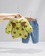 Conjunto bebé niño y niña 3 piezas: chaqueta con capucha, camiseta y pantalón vaquero con ositos en España