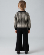 Conjunto Niña Houndstooth Elegante Invierno