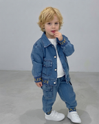 Conjunto denim niño 2 piezas chaqueta vaquera, camiseta y pantalón