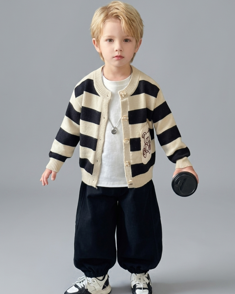 Conjunto bebé niño 3 piezas ropa infantil a rayas con pantalón cargo en España
