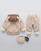 Conjunto bebé niño invierno 3 piezas: chaqueta, pantalón y bolso de oso , perfecto para los niños en España