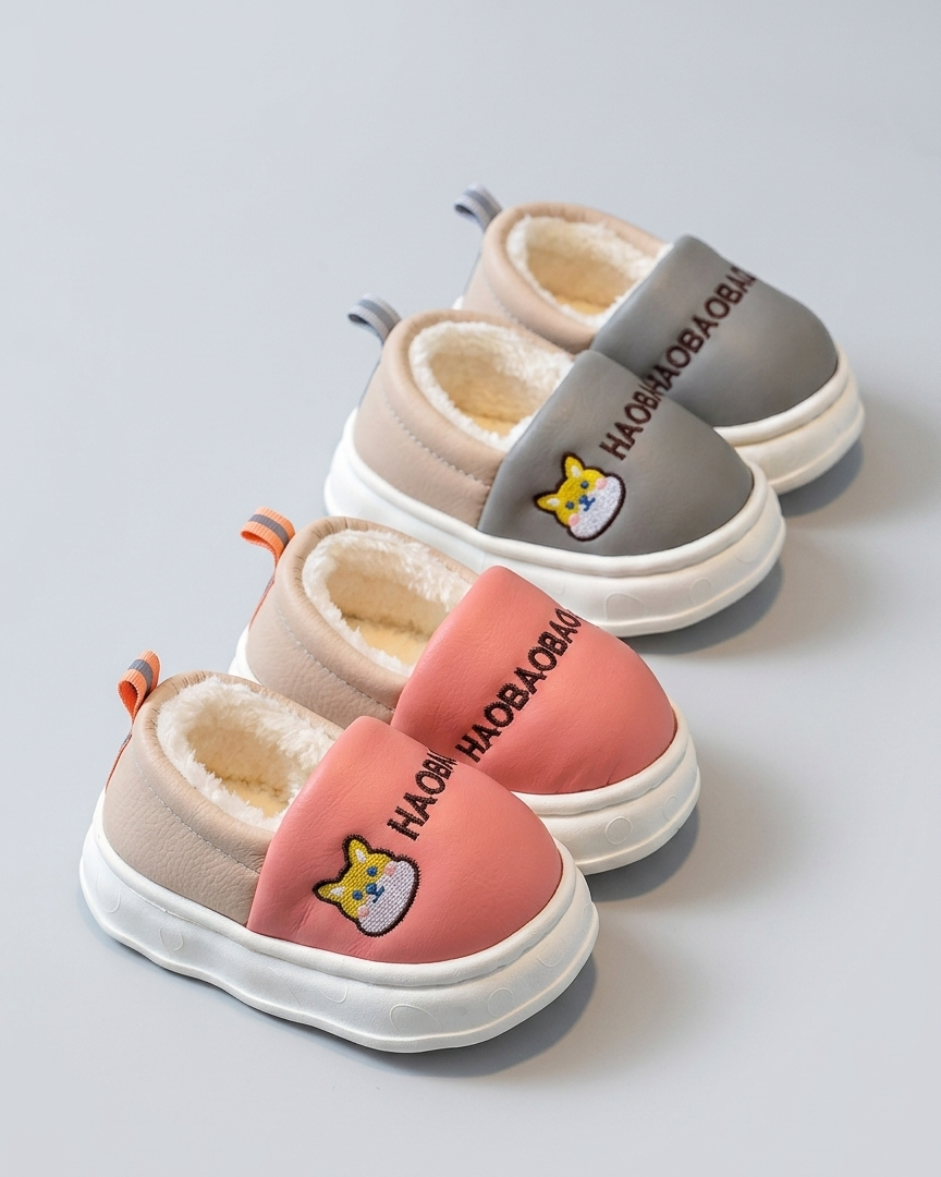 Pantuflas de invierno acolchadas con estampado de gatos para niños en España