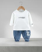 Conjunto niño 3 piezas ropa infantil vaquera con chaleco con capucha, camiseta blanca y pantalón vaquero en España
