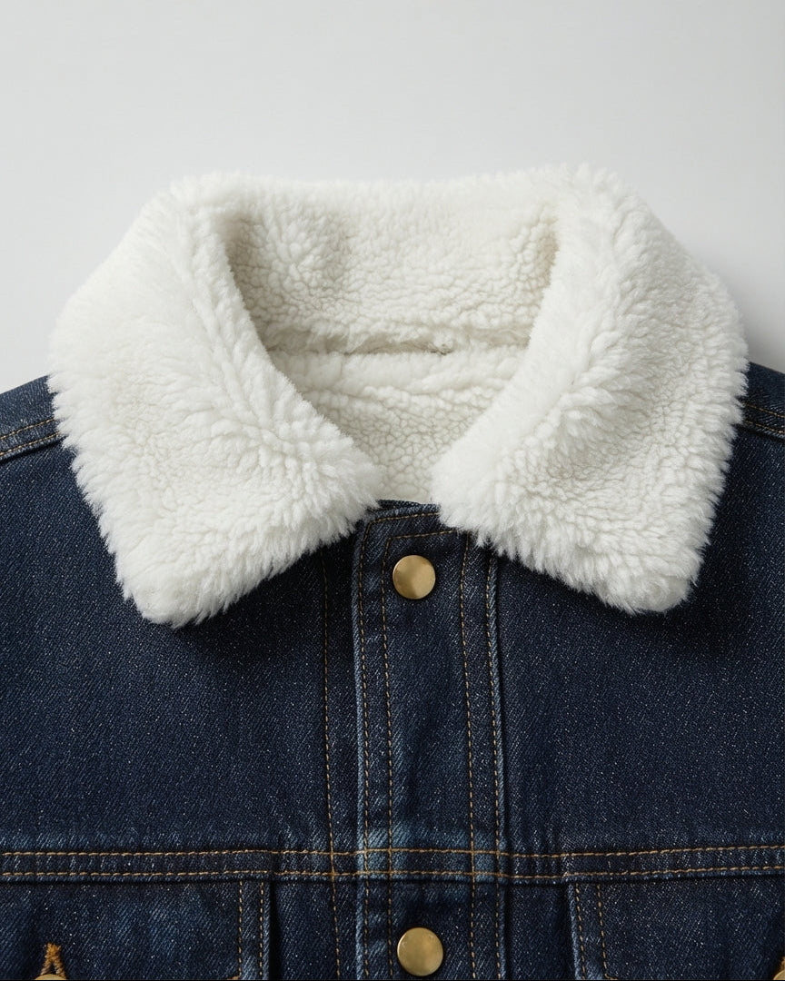 Abrigo Vaquero Niña Invierno Chaqueta Denim Forrada Pelo