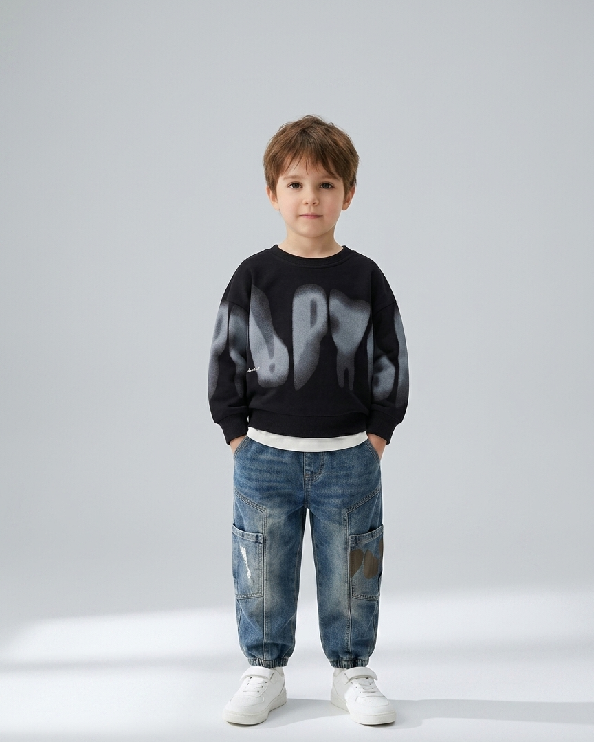 Conjunto niño sudadera y pantalón algodón estampado moderno ropa infantil en España