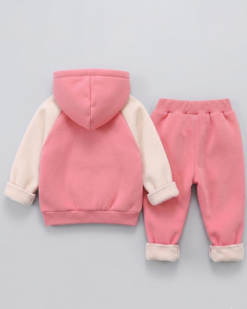 Conjunto niña invierno 2 piezas con sudadera con capucha y pantalón con forro de peluche | ropa bebé niña en España