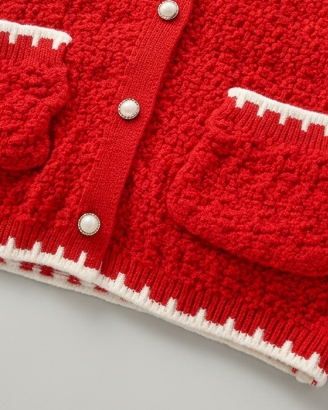 Conjunto niña invierno punto 2 piezas suéter y falda roja elegante ropa infantil,Ideal para clima otoñal en España