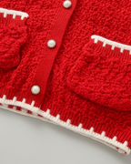 Conjunto niña invierno punto 2 piezas suéter y falda roja elegante ropa infantil,Ideal para clima otoñal en España