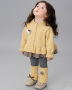 Conjunto Niña Invierno 2 Piezas Cárdigan Punto y Falda Estampada
