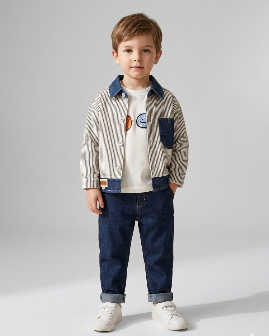 Conjunto niño 3 piezas ropa infantil: camisa, camiseta y pantalón vaquero en España