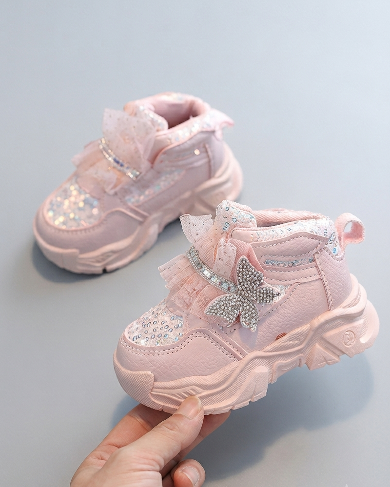 Zapatillas Infantiles Brillantes con Mariposa