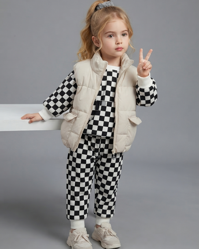 Conjunto Bebé Niño Invierno 3 Piezas  Chaqueta Acolchada, Suéter y Pantalón
