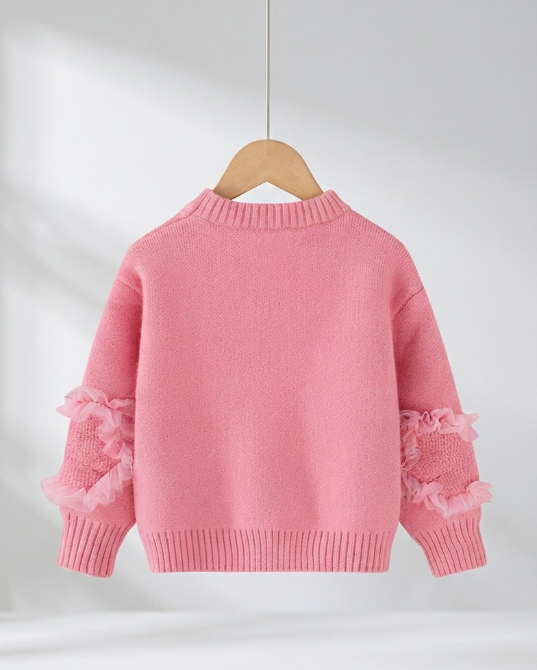 Jersey de Punto para Niña con Elegantes Volantes