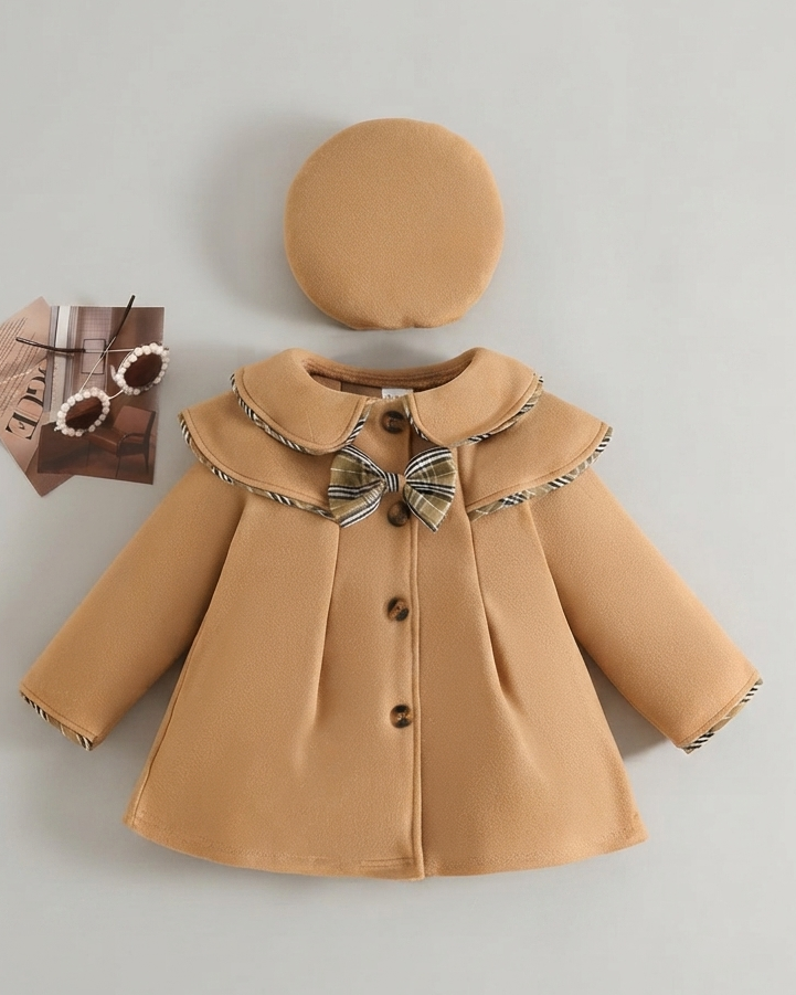 Abrigo Elegante para Niña con Boina a JuegoEstilo Clásico