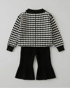 Conjunto niña invierno elegante ropa infantil: chaqueta tejida houndstooth y pantalón en España