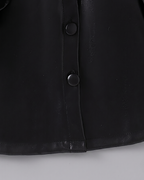 Abrigo Niña Negro Elegante Piel Sintética Gabardina