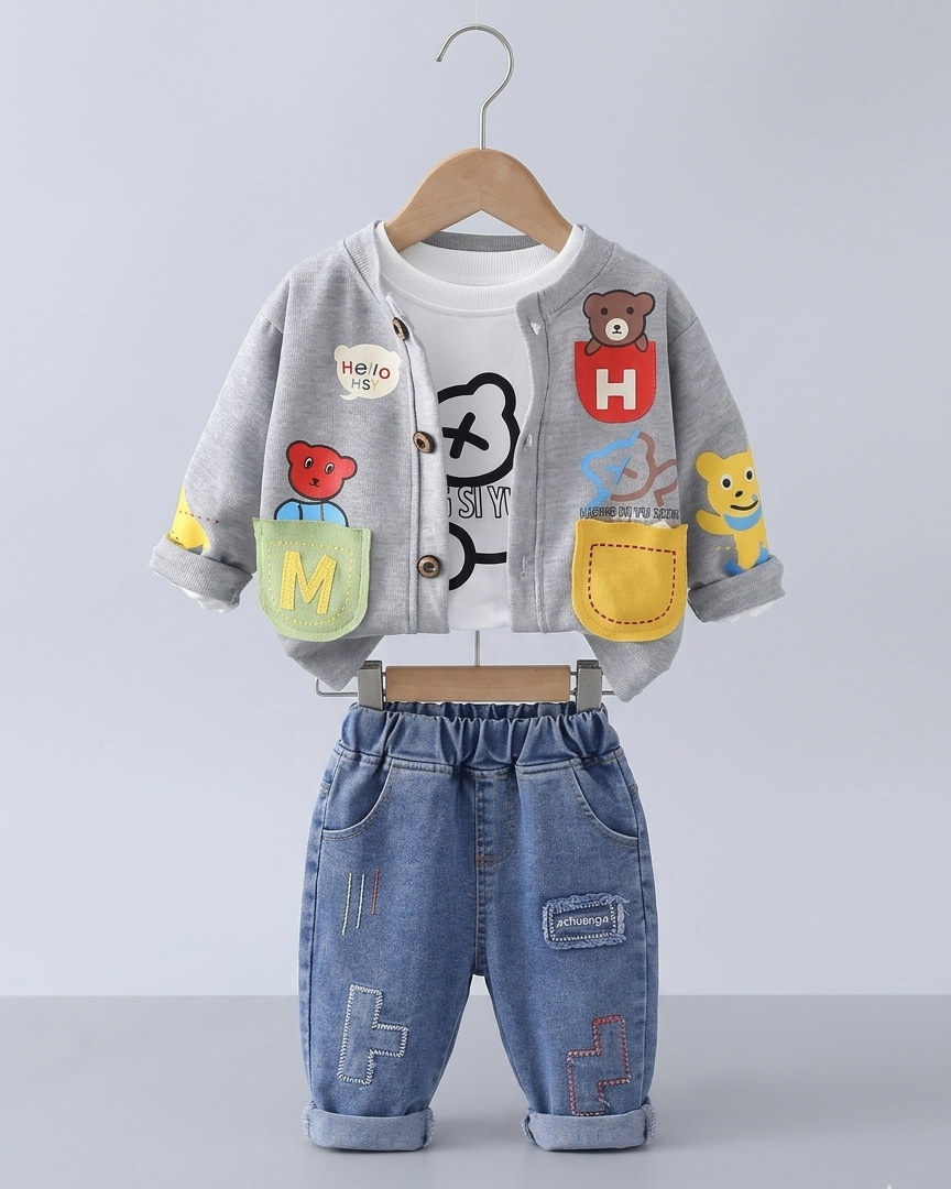 Conjunto bebé niño 3 piezas casual chaqueta camiseta y pantalón en España