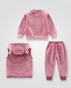 Conjunto niño invierno 3 piezas ropa infantil con osito bordado y chaleco con capucha , Ideal para clima otoñal en España