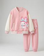 Conjunto niña invierno ropa infantil con dibujos animados chaqueta y pantalón con forro cálido vista completa
