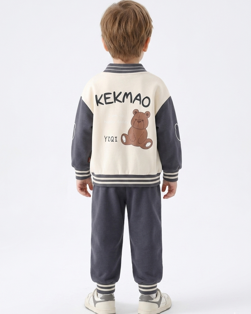 Conjunto niño invierno 3 piezas con chaqueta varsity, camiseta interior y pantalón largo,ropa infantil invierno en España