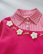 Conjunto Niña Bordado Floral 2 Piezas Elegante Rosa