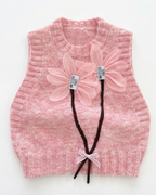 Conjunto niña 3 piezas ropa infantil blusa con volantes chaleco lana y pantalón vaquero en España