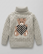 Suéter niño cuello alto de punto con oso ropa infantil invierno Ideal para clima otoñal
