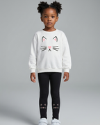 Conjunto niña invierno estampado gatos vista frontal